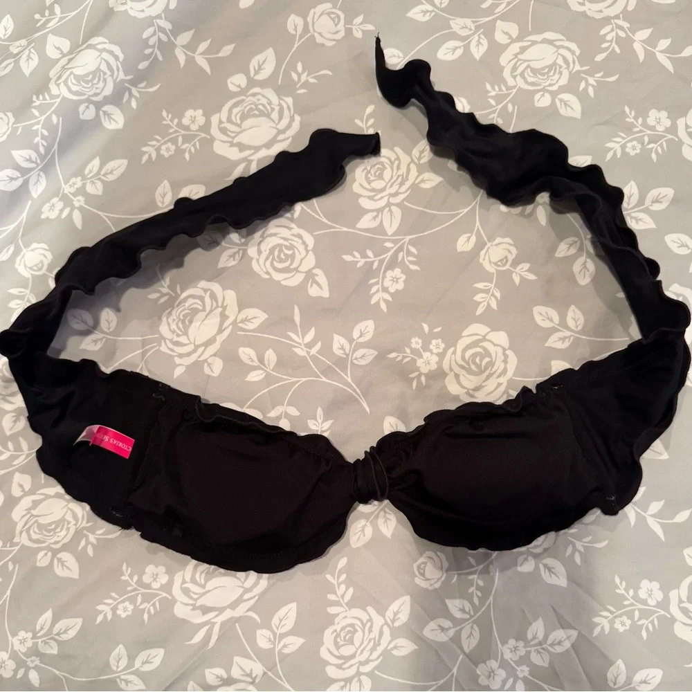 Black Ruffled Bikini Top - Picture 2 of 3